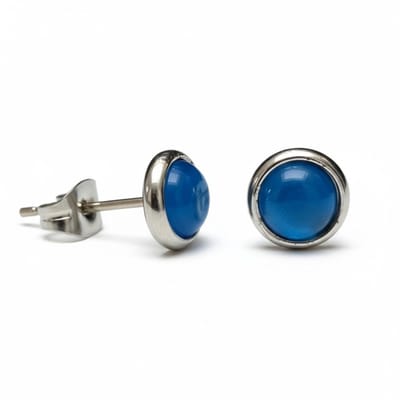 Aramat Jewels | Oorbellen | Stalen Kattenoog Oorbellen 8mm – Donkerblauw | | | |8mm | Staal | Kinderen, Volwassenen | Verkleurd niet