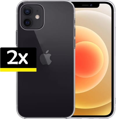 Hoesje - 2 Stuks - Geschikt voor Apple iPhone 12 - Sterk & Shockproof - Case Siliconen - Back Cover - Telefoon Hoes - Telefoonhoesjes - Transparant