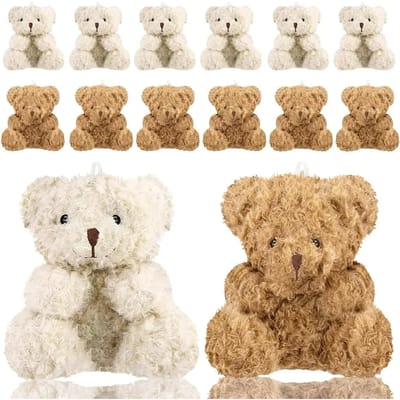 10-100 Stuks Pluche Mini Teddybeer 4 Inch Knuffeldieren Kleine Beren Mini Beer Zachte Beer Poppetje voor Feestbedankje DIY 10 PCS