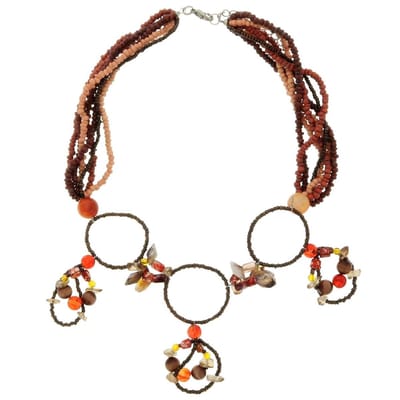 Behave - ketting bruin met artistieke hangers - boho statement stijl