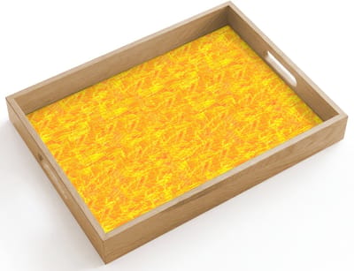 Dienblad hout 40x30 cm - Schootdienblad - Verf - Texturen - Kwasten - geel - Borrelplank rechthoek - Plateau dienbladen