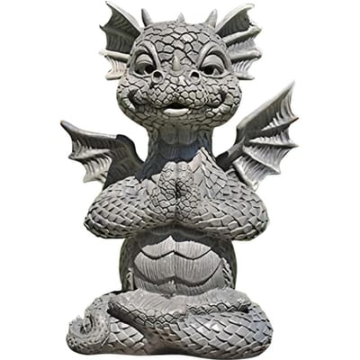 Tuindraakbeeld Schattige Baby Hars Draak Beeldje Ornament Cadeau Groot Drakenbeeldje met Lamp Slapende Draak Beeldjes