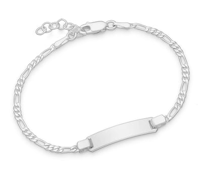 Joy|S - Zilveren armband - graveerarmband voor kinderen - plaat 5.5 mm - figaro schakel - leeftijd 3 tot 6 jaar - maat: zie omschrijving