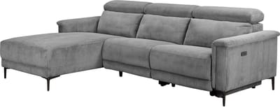 Lund-Hoekbank 3-zits - 1 Elektrische Relax - Grijs Corduroy