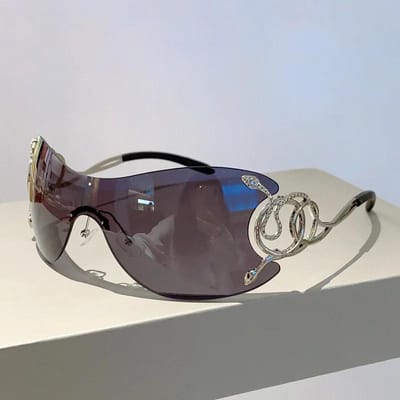 Y2k Mode Zonnebril Dames Vintage Randloos Designer Bril Trendy Zon Lenses Zonnebrillen Vrouw