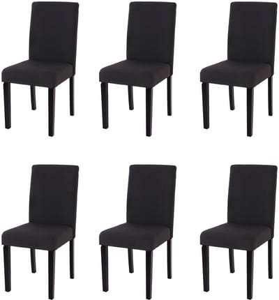 Set van 6 eetkamerstoelen Keukenstoel Littau ~ textiel, zwart, donkere poten