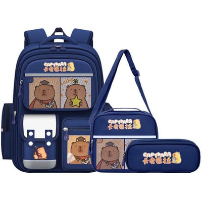 Capybara Schooltassen voor Jongens Meisjes Basisschooltas Cartoon Schoolrugzak Set Rugzak Bagpack Kinderen Leuke Kinder Boekentassen