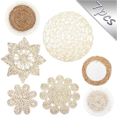 7 Stuks Boho Wanddecoratie – Rotan Wandmanden – Rattan Wall Decor – Ronde Wanddecoratie – Gevlochten Muur Decoratie Voor Woonkamer Slaapkamer Keuken