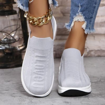 Dames sportschoenen Mesh ademende wig hardloopschoenen Lente en herfst Outdoor lichtgewicht instappers gevulkaniseerde schoenen voor dames 36 white