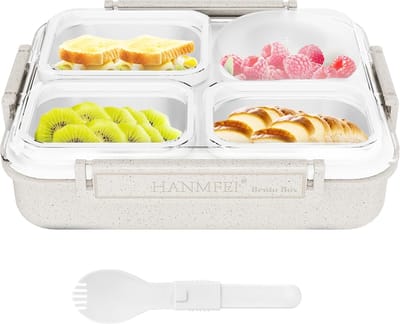 Roestvrijstalen Bentobox Lunchbox voor Volwassenen en Kinderen - 4 Vakken, Lekvrij, Ideaal voor Gescheiden Maaltijden