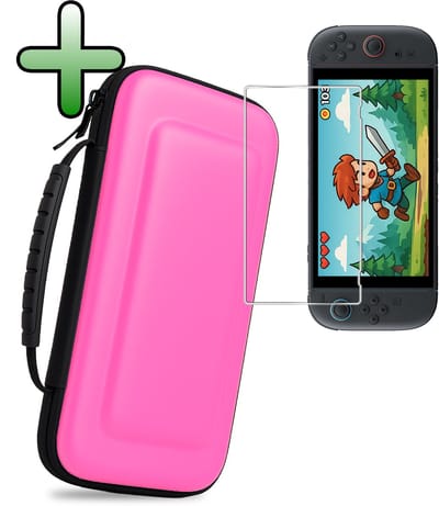 Hoesje Geschikt voor Nintendo Switch 2 Case Hoes Hard Cover Met Screenprotector - Bescherm Case Geschikt voor Nintendo Switch 2 Hoes - Roze