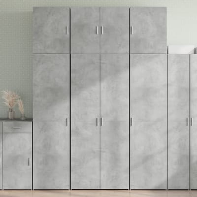 vidaXL - Hoge - kast - 80x42,5x249 - cm - bewerkt - hout - betongrijs