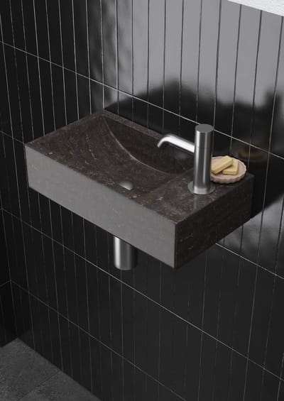 Saqu Nature Collection Fontein - 40x22x10 cm - Hardsteen - Rechts - Wasbak