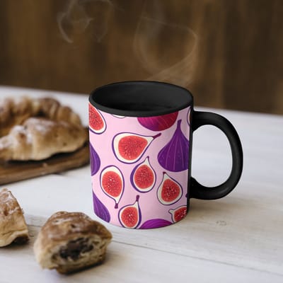 Magische Mok - Foto op Warmte Mokken - Koffiemok - Vijgen - Roze - Paars - Magic Mok - Beker - 350 ML - Theemok
