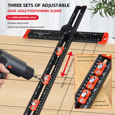 RC devices multifunctionele hoekliniaal - 400 mm | boren positioneringsliniaal | T-vierkante liniaal | drilling positioning ruler | T-vormige liniaal | precisie hoekliniaal | multifunctioneel meetgereedschap | liniaal voor boorgaten