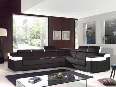 Hoekbank galaxy - zwarte velvet met witte afwerking- zitbank -Hoeksalon - universeel links of rechts