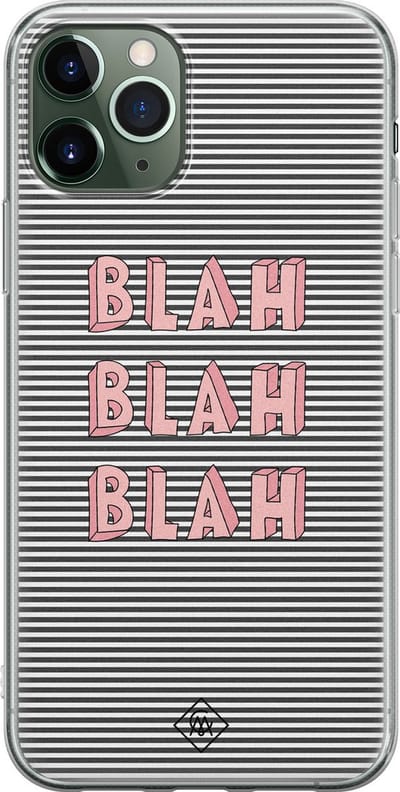 Casimoda® hoesje - Geschikt voor iPhone 11 Pro - Blah Blah Blah - Siliconen/TPU telefoonhoesje - Backcover - Tekst - Blauw