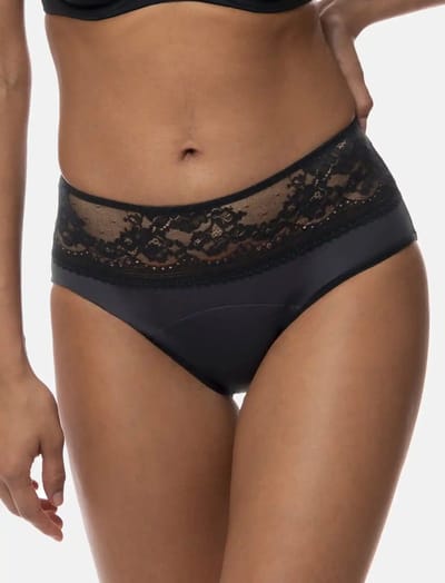 2-pack Menstruatie Midi Slip - Menstruatie ondergoed - Lace - Kanten incontinentie ondergoed - Zwart / XL