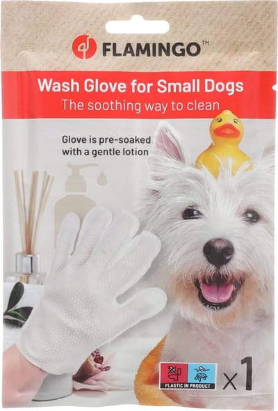 Flamingo - washand voor de kleine hond - vachtverzorging - 4 stuks - geen water nodig