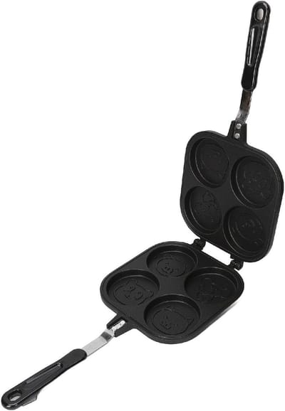 Dubbelzijdige Pannenkoekenpan - Wafelijzer Pan - Buiten Koken - Antiaanbaklaag - 40x18.5cm - Zwart