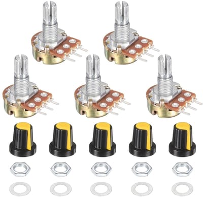 Verstelbare Weerstand - Potentiometer Kit - Audio Volume Regelen - Lineaire Instelling - B1K - Geel