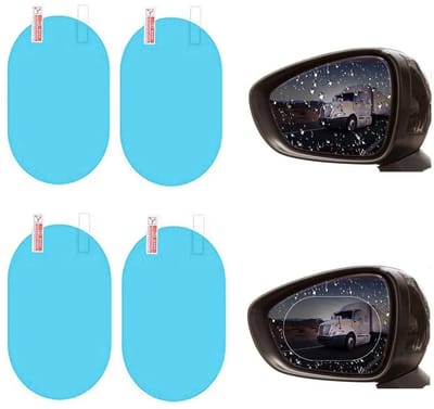 JHUBERS- Achteruitkijkspiegelfolie 4 stuks - Waterdichte Anti-condensfolie - Ovaal 100 x 145 mm - Duurzaam - Beschermfolie - Hoge doorlatendheid - Spiegelfolie