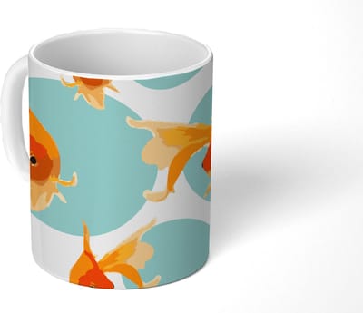 Mok - Koffiemok - Goudvis - Dieren - Bubbel - Patronen - Mokken - 350 ML - Beker - Koffiemokken - Theemok