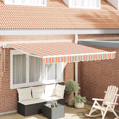 vidaXL - Uitschuifbare - luifel - Meerkleurig - 350 - x - 250 - cm - Stof - en - Aluminium