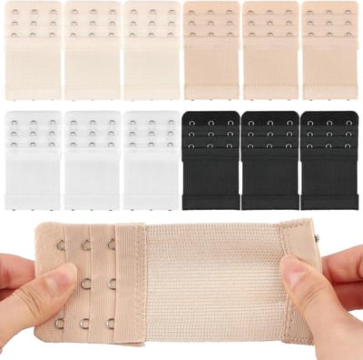 Dailygoods - 12-Pack Bh Verlengingen met 3 Haken - Comfortabel en Elastisch in 4 Kleuren