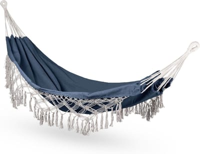 Dubbele Hangmat - Buiten Relaxen - Tuin Balkon - Ademend Katoen - 200 x 150 cm - Blauw