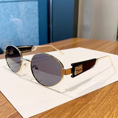 Retro Ovalen Frame Zonnebril Nieuwe Metalen Zonnebril Ins Straat Zonnebril 98111 zwart