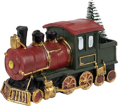 Clayre & Eef Decoratie Trein 11x5x7 cm Rood Groen Polyresin