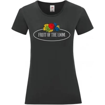 Dames-T-shirt Fruit of the Loom Vintage Large Logo Print