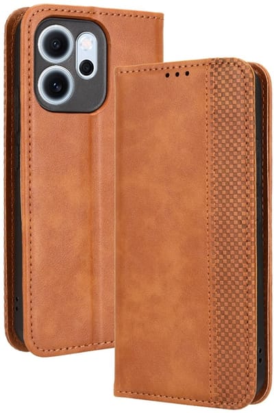 Coverup Hoesje - Geschikt voor OPPO Reno14 F / FS Hoesje - Coverup Vintage Style Book Case - Bruin