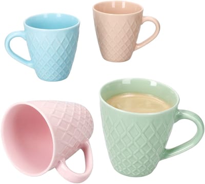 4-delig bekerenset Pastelli in roze, lichtblauw, groen & abrikoos – 78894