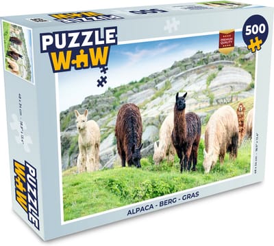 Puzzel Alpaca - Berg - Gras - Legpuzzel - Puzzel 500 stukjes