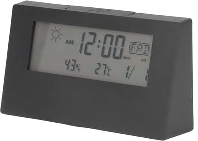VT Goods - Digitale wekker - LCD-nachtkastje klok - Sluimerfunctie - Zwart - Temperatuur en vochtigheid display - Geschikt voor binnen - Compact for..