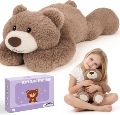 Aura® Verzwaringsknuffel - Verzwaarde Knuffel - Verzwaringsknuffel Volwassenen - Bruin - 34cm x 24cm x 8cm; 1.5 kg