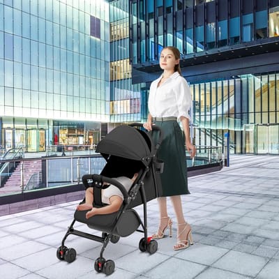 Kinderwagen Lichtgewicht - Compacte buggy - Baby Vervoer - Opvouwbaar paraplu - Tot 22 kg - Zwart