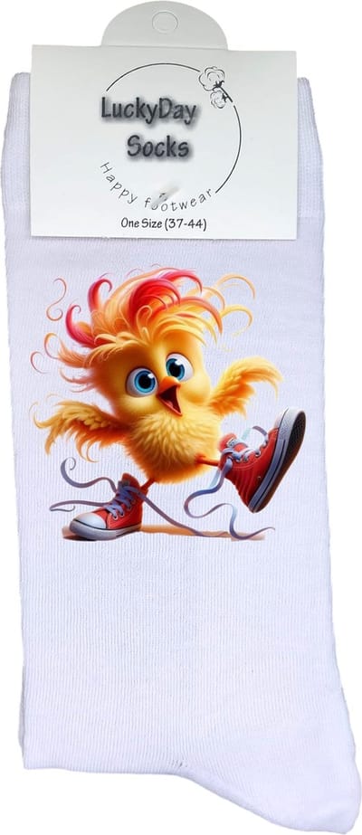 Kuiken - Opkikker - Grappige sokken - Valentijns cadeau - Verjaardag cadeau - Grappig - Leuke sokken - Vrolijke sokken - Happy - Kip - Kerst Sokken - Vaderdag - Moederdag - Kerstcadeau - Socks die Happy maken - 37-44
