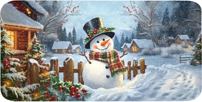 WC mat 120x60 cm - Antislip - Sneeuwpop - Winterdorp - Kleurrijk - Toiletmat - Vloermat - Douchemat - Toilet tapijt - Toiletmatten