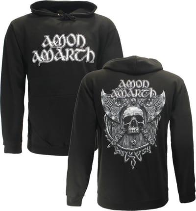 Amon Amarth Grey Skull Hoodie Trui - Officiële Merchandise - M