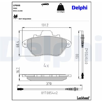 Remblokset DELPHI LP0666, voor