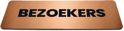 Deurbordje Brons/Koper-look met tekst bezoekers - Formaat 150 x 50 mm x 1,6 mm - Zelfklevend | Luxe uitstraling | Geborstelde Koper/Brons toplaag | Gratis Verzending | Decoporta