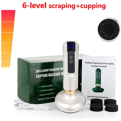 12 Niveaus Intelligente Cupping Massager Negatieve Druk Infrarood Verwarming Draadloos Schrapen Meridiaan Ontspanning black