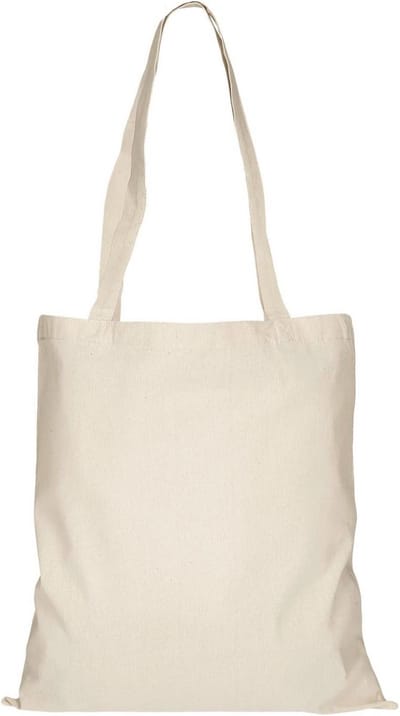 Katoenen tassen set van 100 stuks | Oeko-TEX gecertificeerd | Lange handvatten | Naturel | 38 x 42 cm