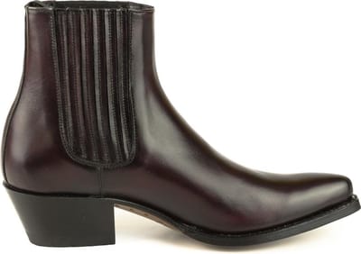 Mayura Boots 2496 Bordeaux/ Spitse Western Enkellaars Dames Schuine Hak Elastiek Sluiting Glad Leer Maat EU 37