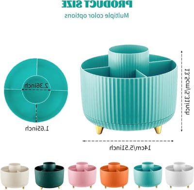 360° Draaibare Make-up Organizer met 5 Compartimenten voor Cosmetica, Ideaal voor Slaapkamer en Badkamer, Ruimtebesparende Opberging en Decoratie