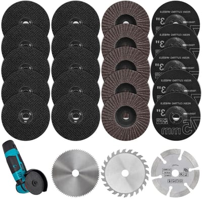 Set van 23 slijpschijven en impeller discs van 75 mm voor het slijpen, snijden en polijsten van metaal, hout en steen