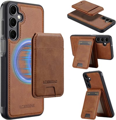 LC.IMEEKE Hoesje - Geschikt voor Samsung Galaxy A17 Hoesje - LC.IMEEKE L3 - Leather Back Cover met Pasjeshouder - MagSafe Compatible - Bruin